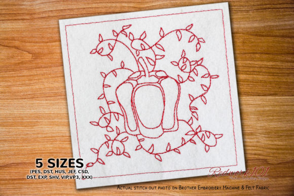 Bell Pepper Plant Redwork Embroidery Review