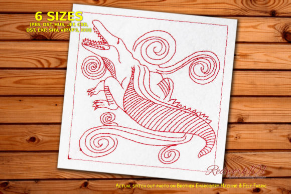 Crocodile Redwork Embroidery Design Review