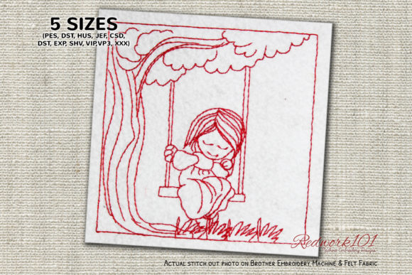 Girl Sitting on the Swing Redwork Review