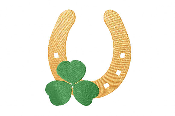 Gold Horseshoe with Four Leaf Clover Embroidery Review